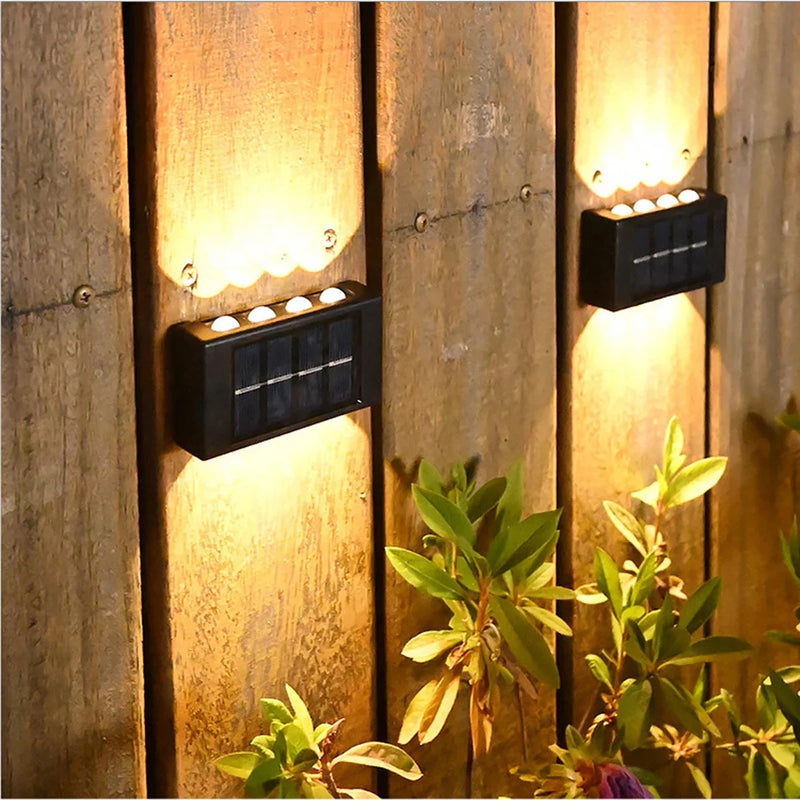 2/6/10 LED Beads Up and Down Light Solar Powered Waterproof Wall Light for Courtyard Garden Carport