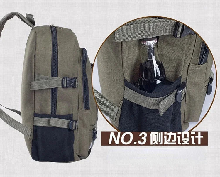 Mochila de montañismo 2023 para hombre, de lona, ​​de gran capacidad, para la escuela secundaria, para viajes al aire libre, para acampar, para ordenador