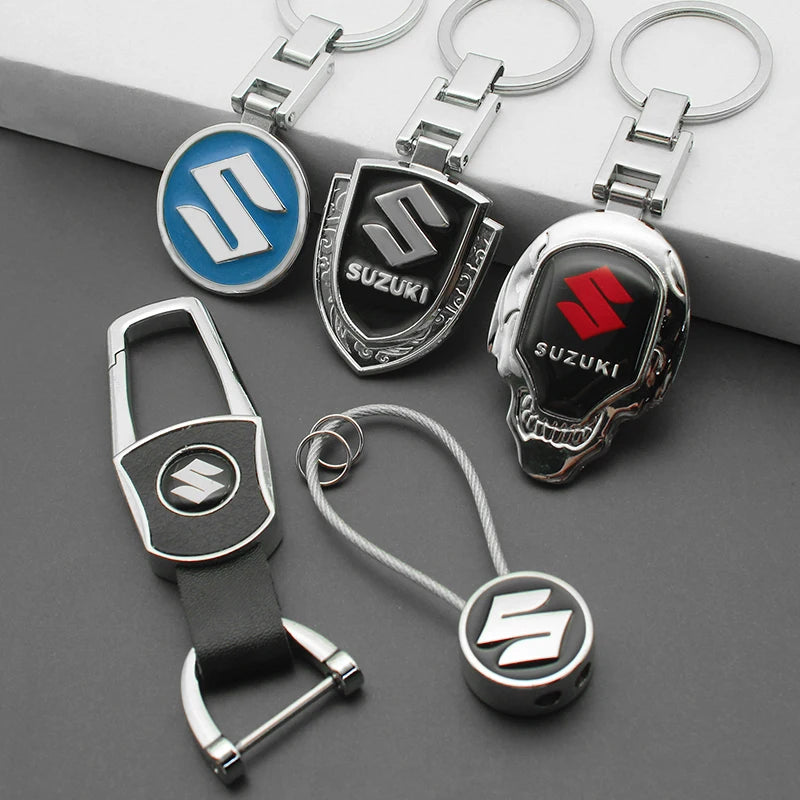 For Suzuki Grand Jimny Vitara Swift SX4 Alto Car Metal Keychain Leather Key Ring 3D emblem Keychain Rings Styling Accessories