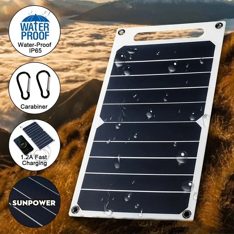 Panel solar de 30 W con USB, impermeable, para exteriores, senderismo y acampada, batería portátil, cargador de teléfono móvil, panel de carga de 6,8 V