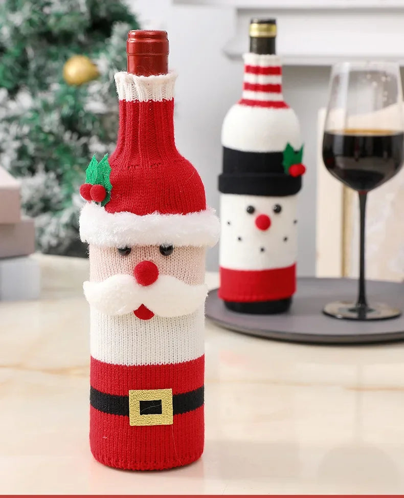 Christmas Decorations for Home Santa Claus Wine Bottle Cover Snowman Stocking Gift Holders Xmas Decor New Year