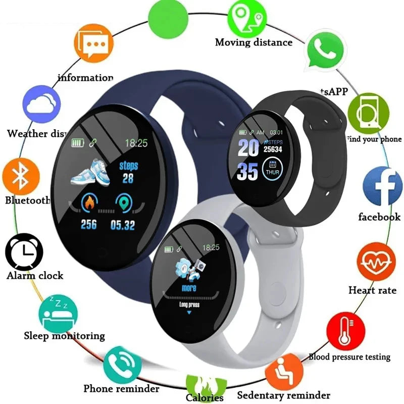 Nueva pulsera inteligente D18 con contador de pasos real, reloj despertador de moda, Bluetooth, música, rastreador de actividad física, reloj inteligente deportivo para Android e iOS