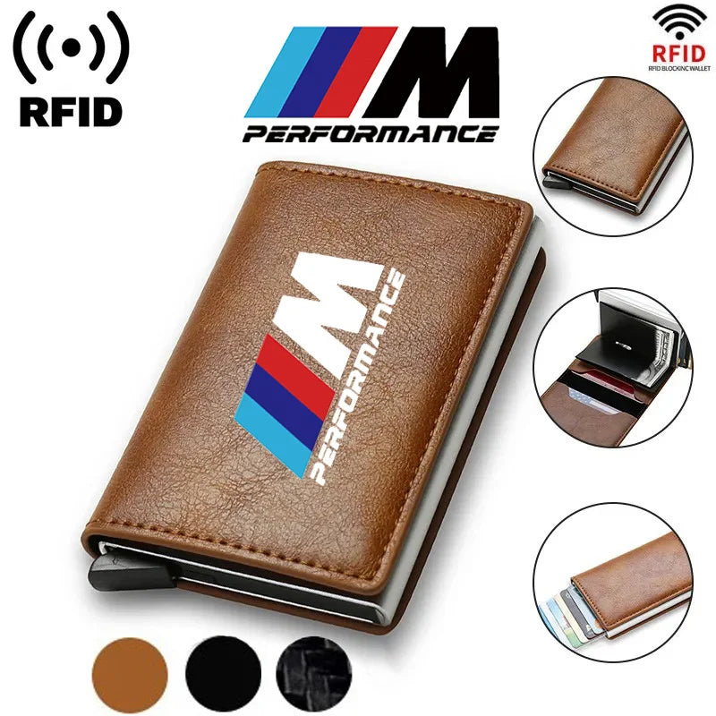 Tarjetero RFID para hombre, tarjetero de cuero para BMW M M3 M5 E46 F10 G20 X7, accesorios de alto rendimiento para coche