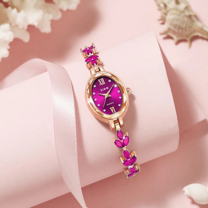 UTHAI V22 Women's Watches Light Luxury Diamond Inlaid For Clover Watch Waterproof Oval Ladies Fashion Quartz Bracelet Wristwatch