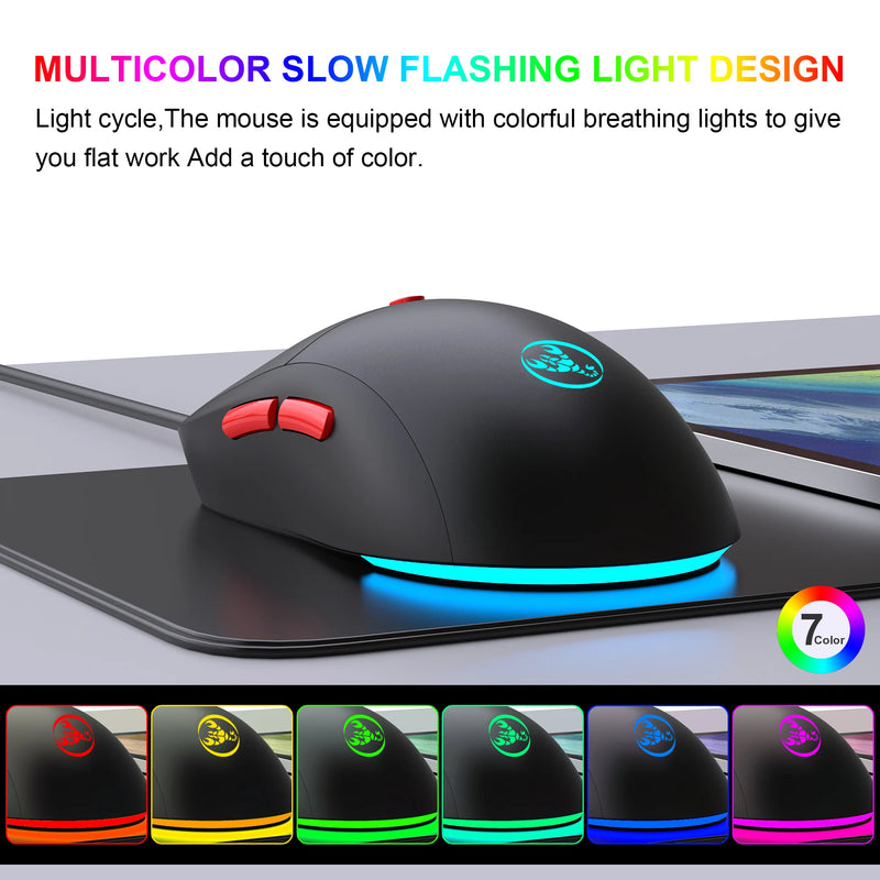 Rechargeable 2.4G USB Wireless Mouse  Adjustable 3600dpi 7 Colors RGB Comfortable Mice for Home Office Laptop Computer Gamer