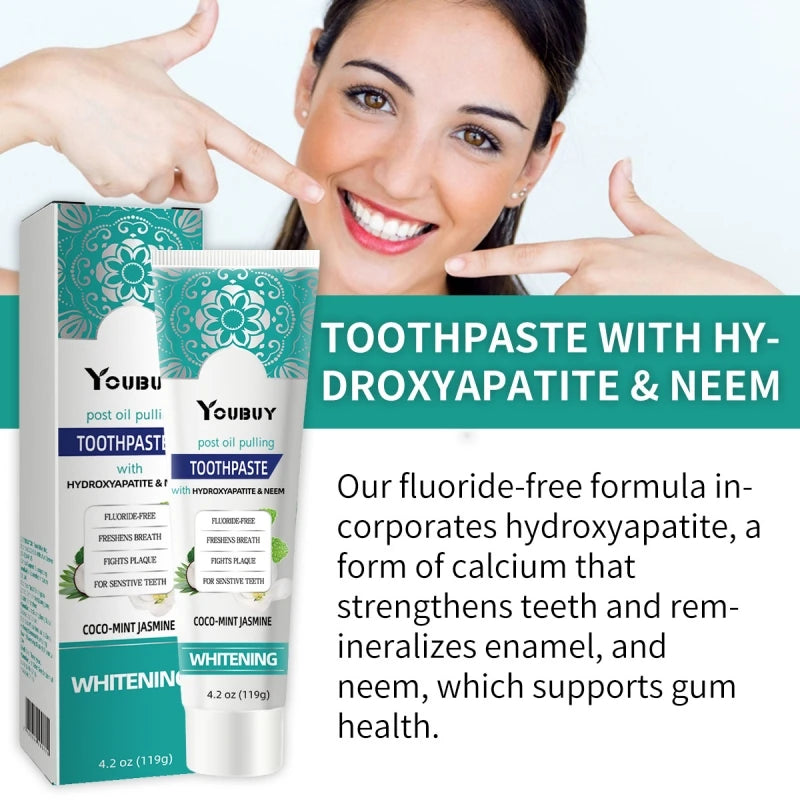 Fluoride Free Whitening Toothpaste Fresh Breath Anti Cavity Healthy Teeth Reduced Tooth Stains Bright White Toothpaste