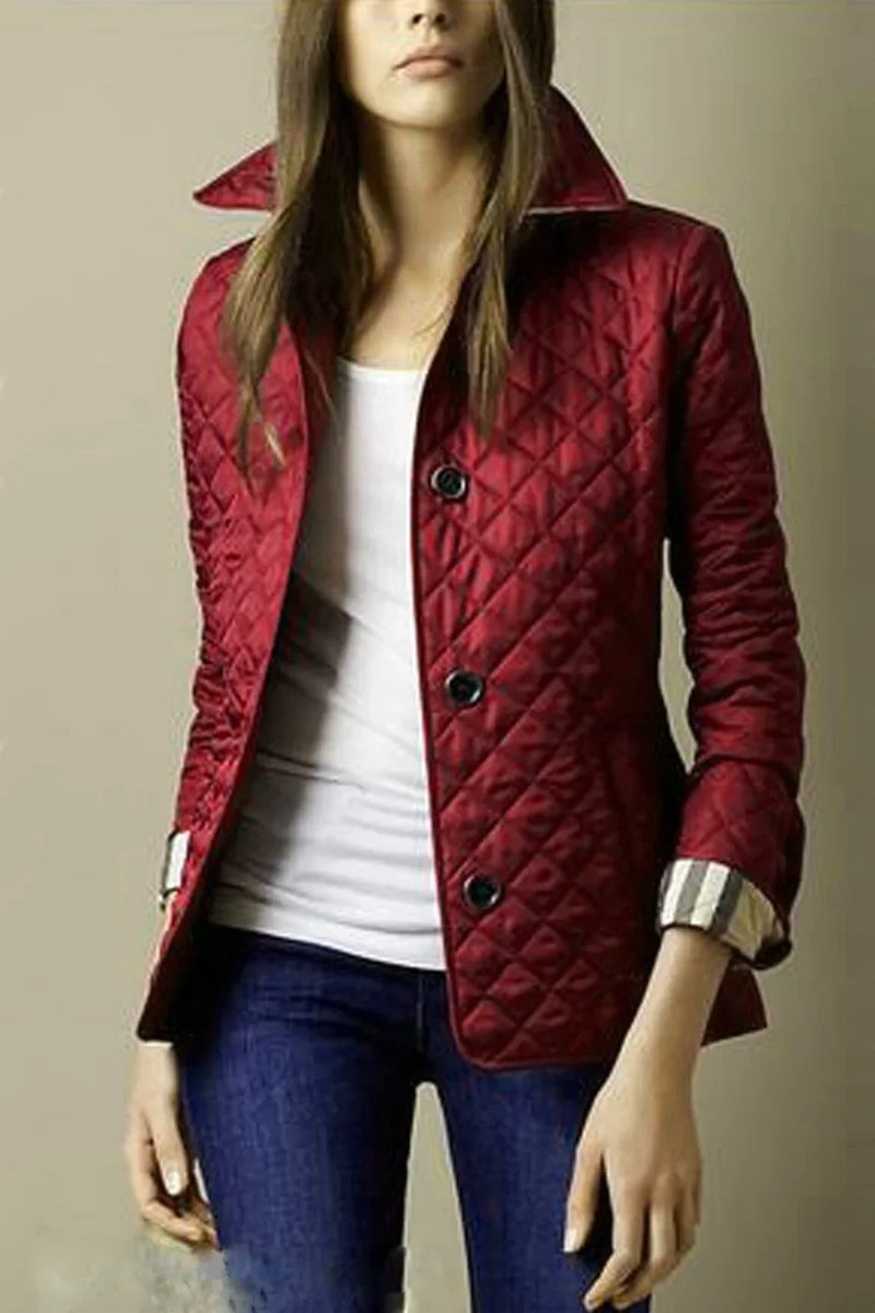 Chaqueta de abrigo para mujer, de algodón, con solapa, clásica, a cuadros, de un solo pecho, ropa de calle para mujer, manga larga, otoño e invierno