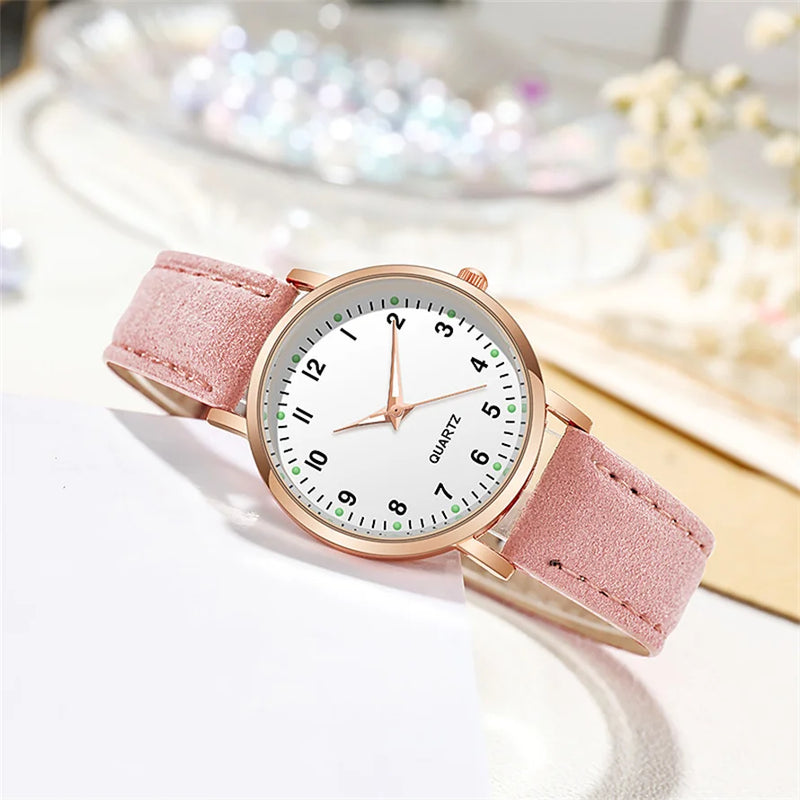 Relojes de mujer, pulsera de cuero luminosa, reloj sencillo, elegante reloj de cuarzo de moda, relojes de pulsera para mujer, reloj femenino