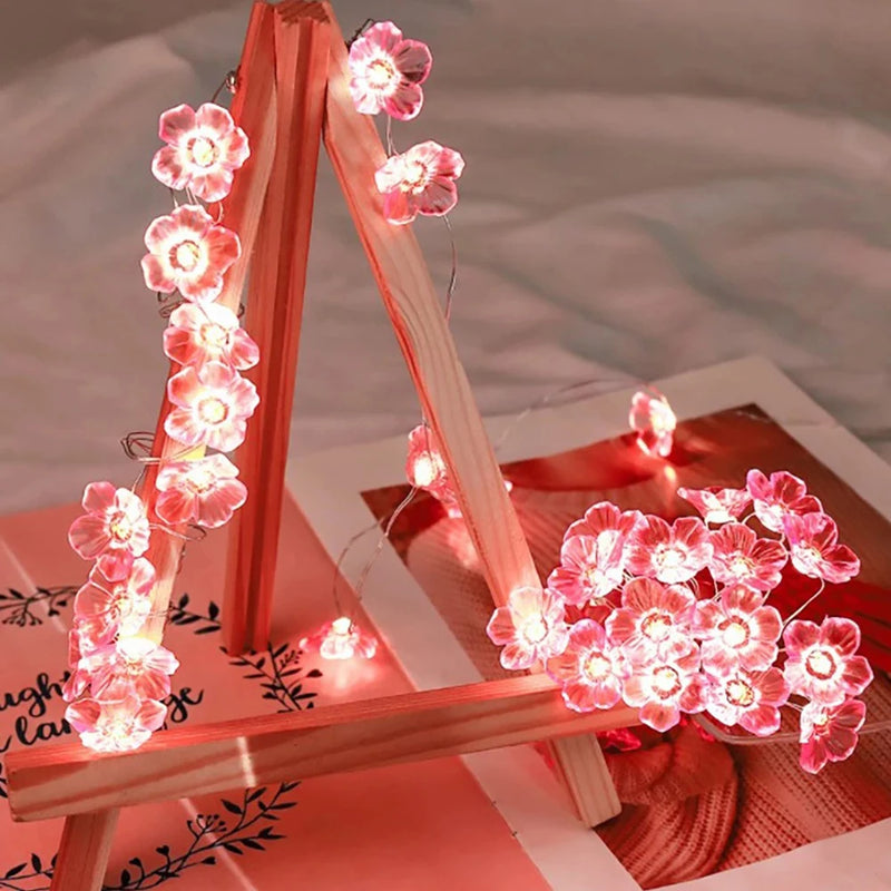 3M 30LEDS Cherry Blossom Fairy String Lights Pink Flower String Lamps Battery Powered For Outdoor Christmas Garland Decoration