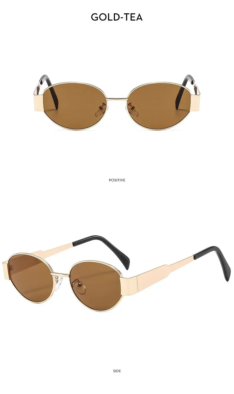 RBROVO Gafas De Sol Ovaladas Con Montura De Metal Para Mujer, Gafas De Sol Simples De Moda Para Mujer, Gafas Retro 2024 De Alta Calidad Para Mujer, Gafas De Sol Para Mujer