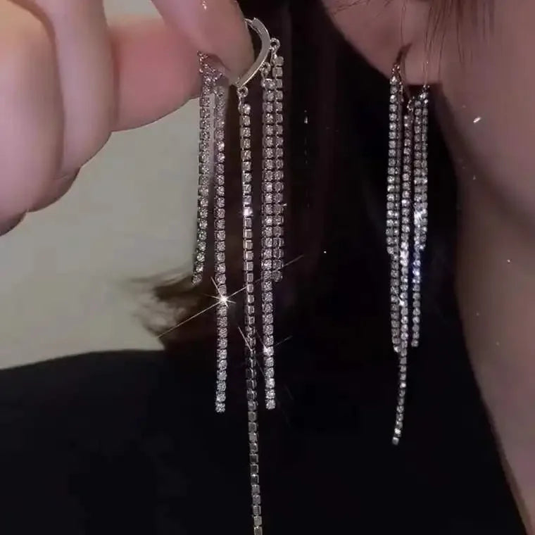 Pendientes elegantes y modernos con borlas de circonita y bola de diamantes de imitación marrones para mujer, accesorios de uso diario, regalos de joyería para fiestas