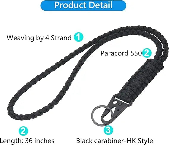 Cordón de paracaídas DIY, cinturón trenzado con hebilla de acero negro, cordón para teléfono móvil para acampar, andar en bicicleta, campo, supervivencia al aire libre, llavero