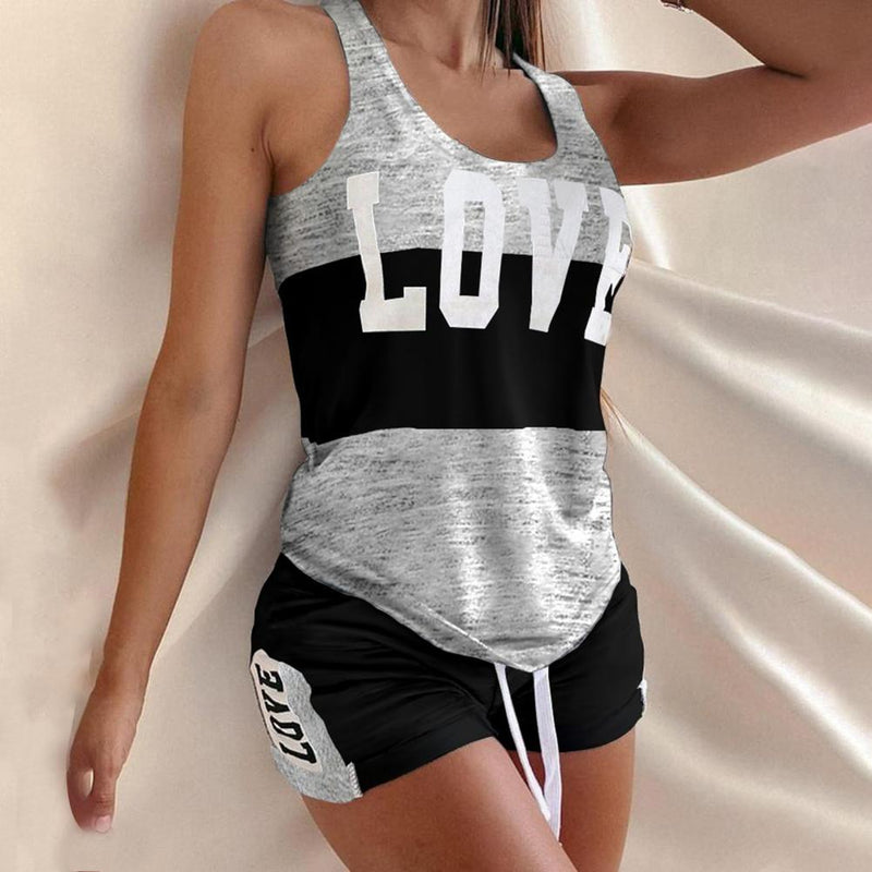 Tracksuit Pajama Sets Women Letter Design Drawstring Pajama Lounge Shorts Sets Female Summer Night Wear Suits