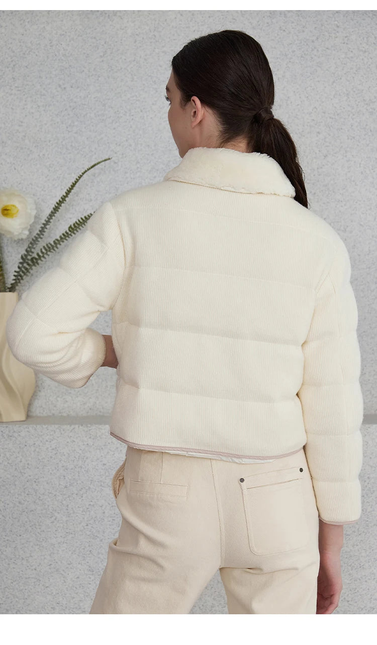 CA-26 Chaqueta de lana de plumón de pato blanco 90% gruesa corta de invierno para mujer de lujo