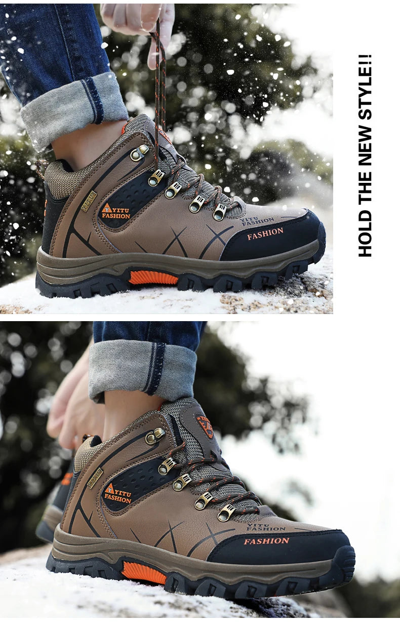 Botas de nieve para hombre, calzado para exteriores, botas de invierno a la moda, botas de senderismo, botines impermeables, calzado deportivo para caminar, trabajar y viajar