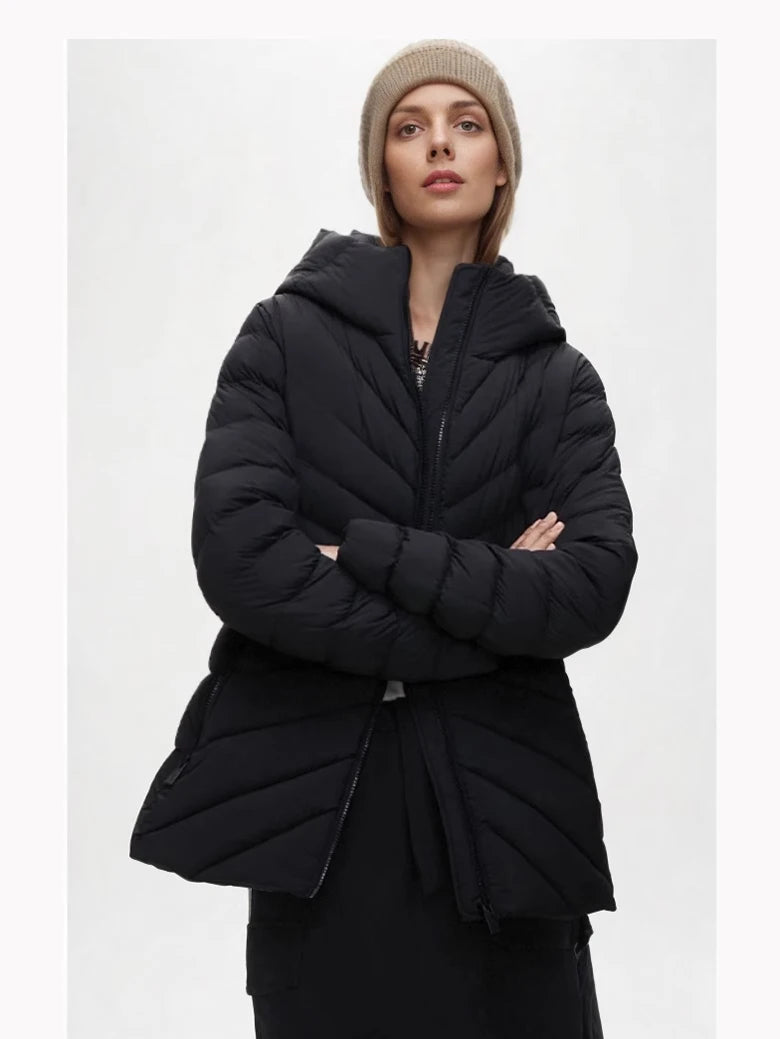 Autumn and winter  puffer coat long sleeved hooded zippered down jacket with high quality and low price