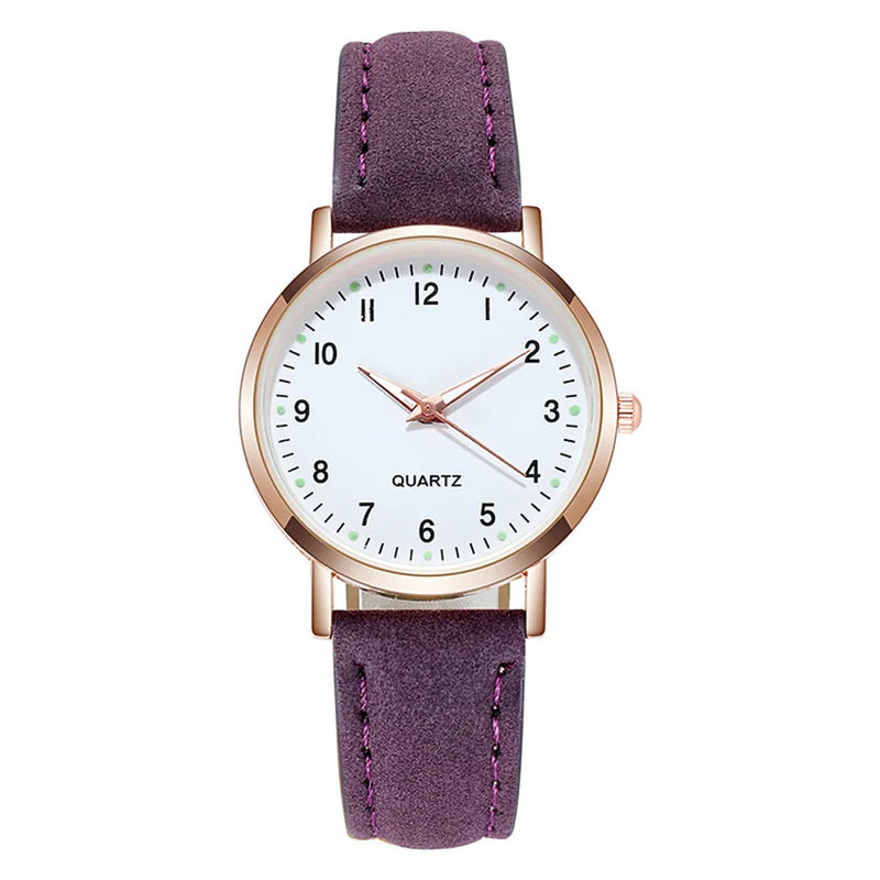 Relojes de mujer, pulsera de cuero luminosa, reloj sencillo, elegante reloj de cuarzo de moda, relojes de pulsera para mujer, reloj femenino