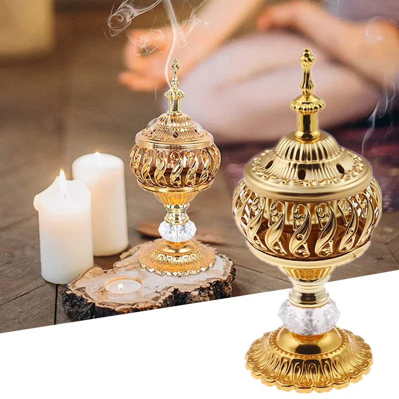 Incense Burner Holder Metal Censer Cone Arabian Stick Frankincense Vintage Bakhoor Coil Ash Catcher Iron Aromatherapy Fragrance