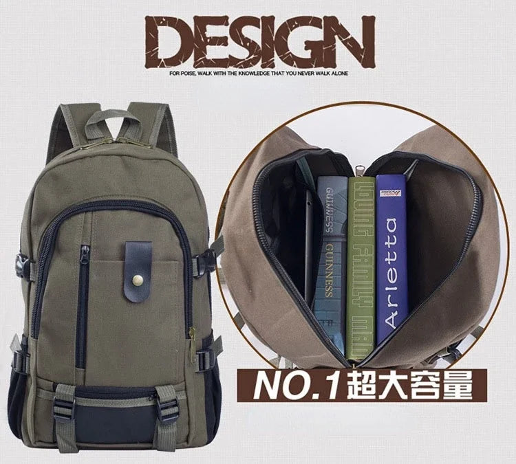 Mochila de montañismo 2023 para hombre, de lona, ​​de gran capacidad, para la escuela secundaria, para viajes al aire libre, para acampar, para ordenador