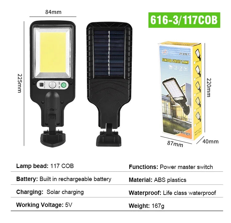 LED Solar Outdoor Remote Control 3 Modes LED Courtyard Wall Lamp Human Body Induction Garden Terrace Garage Door Street Lighting