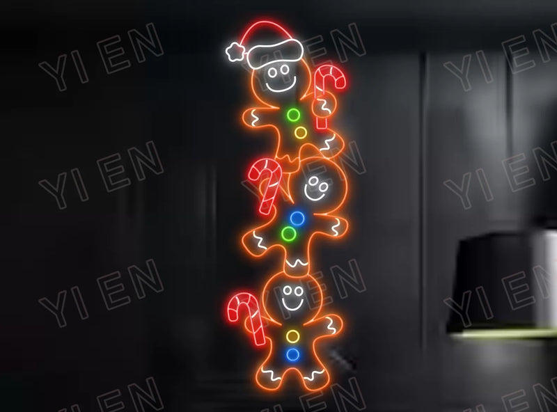 Letrero de neón de hombre de jengibre, decoración de luces navideñas personalizadas, letrero de neón de pan de jengibre divertido, letrero LED de decoración de fiesta navideña, Navidad