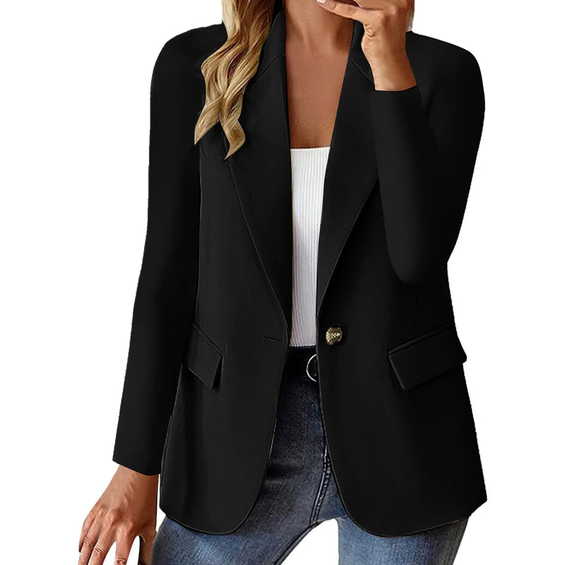 Nueva ropa de mujer, estilo coreano, prendas de vestir exteriores, top de manga larga, cárdigan de color sólido, chaqueta de oficina para otoño e invierno, abrigo elegante