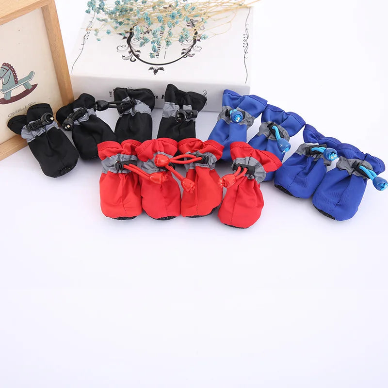 4pcs/set Waterproof Pet Dog Shoes Anti-slip Rain Boots Footwear for Small Cats Dogs Puppy Dog Pet Booties Pet Paw Accessories