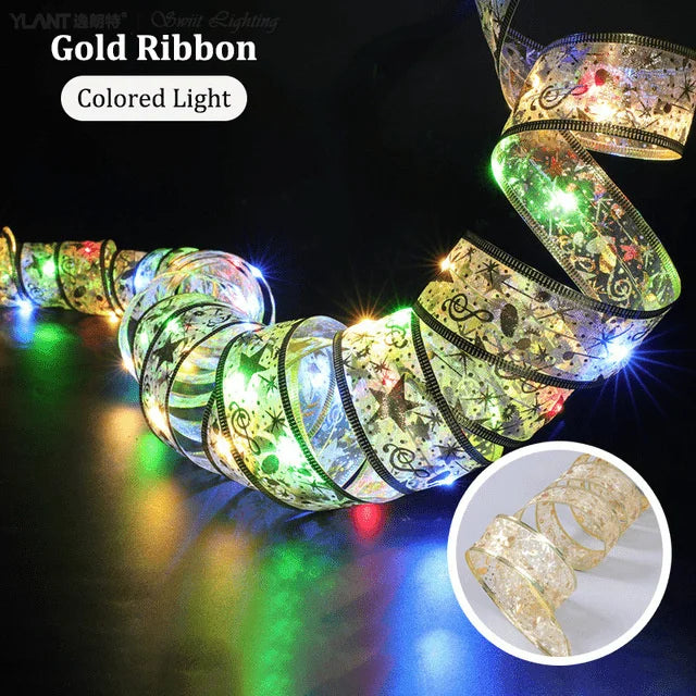 5Meter Ribbon LED Fairy Light Christmas Decoration Christmas Tree Ornaments For Home Bows String Lights Navidad Natal New Year