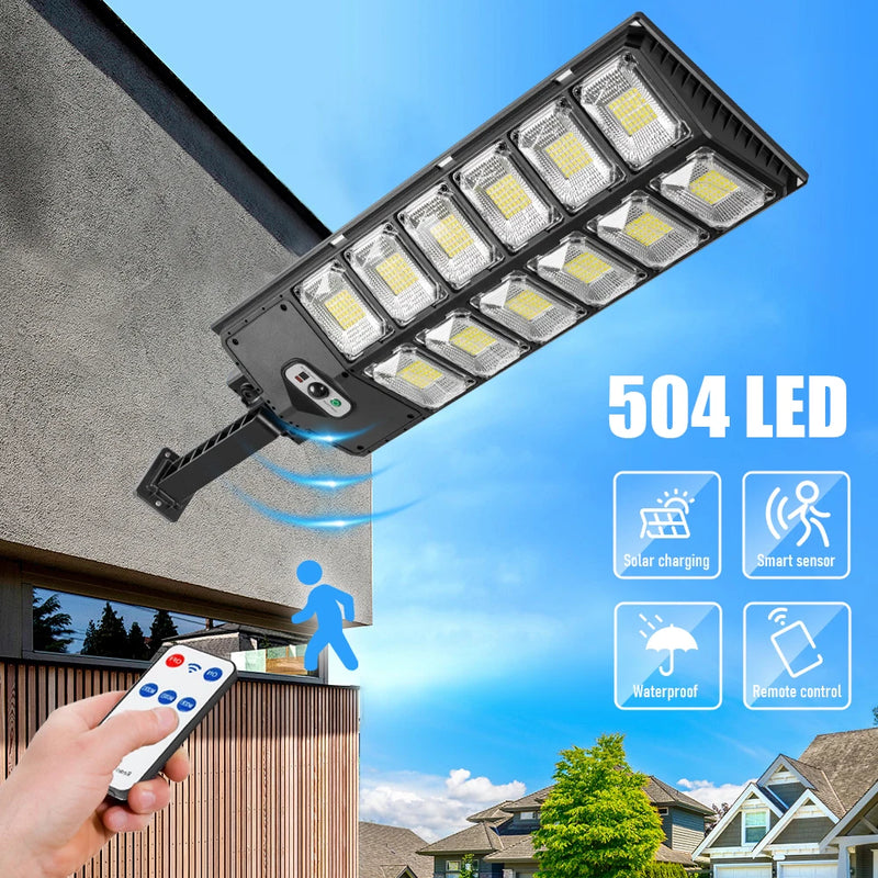 504 LED Powerful Solar Lights Outdoor Motion Sensor External Waterproof Street Light 12000 Lumen Dusk to Dawn Garden Road Lamp