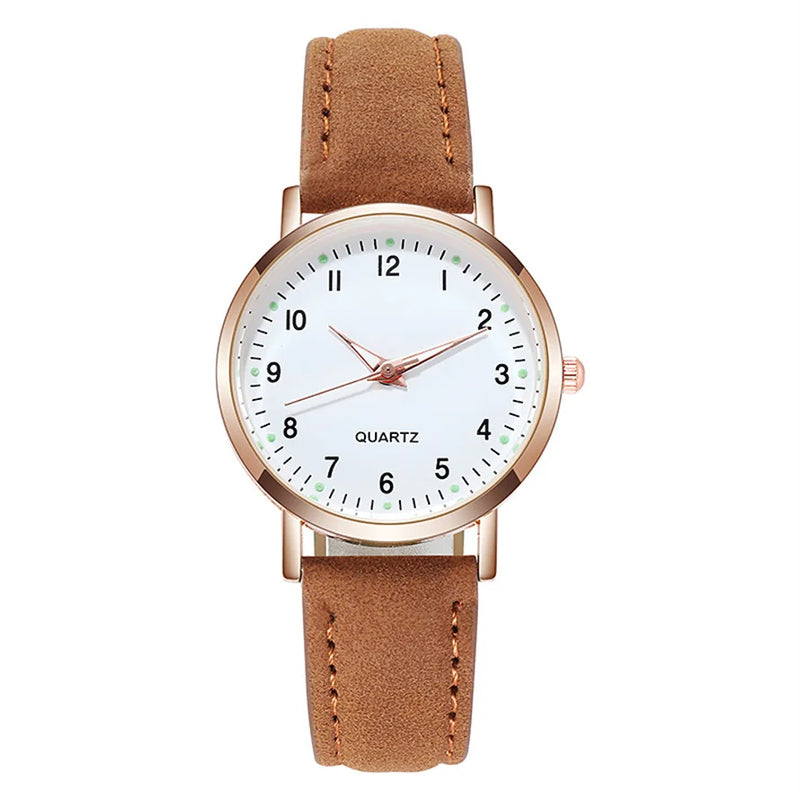 Relojes de mujer, pulsera de cuero luminosa, reloj sencillo, elegante reloj de cuarzo de moda, relojes de pulsera para mujer, reloj femenino