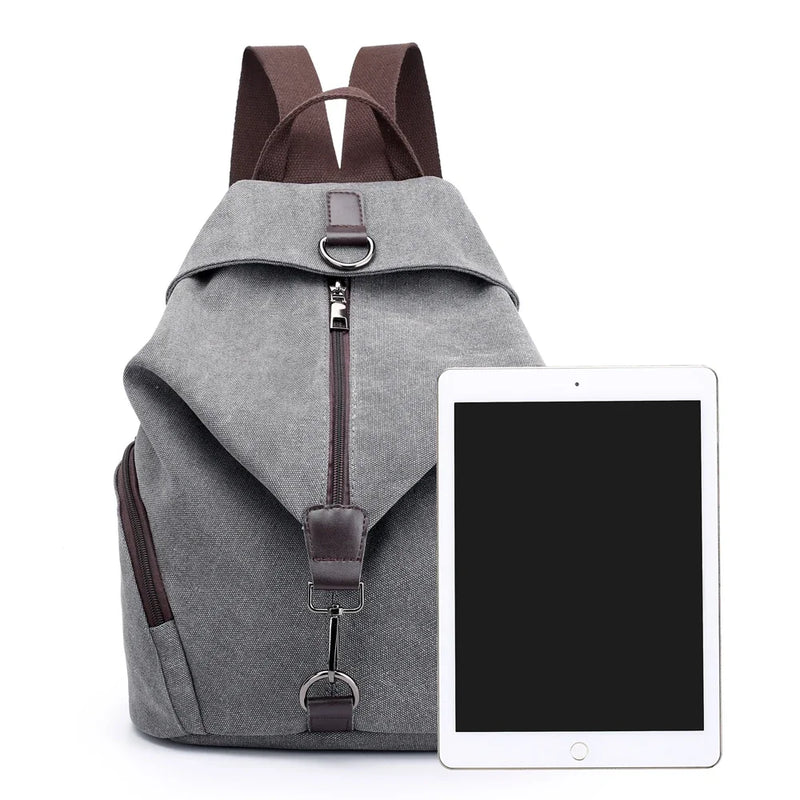 Fashion Canvas Female Backpack Multifuction Casual Backpack For Teenager Girls 2024 New Summer Women Large Capacity Shoulder Bag