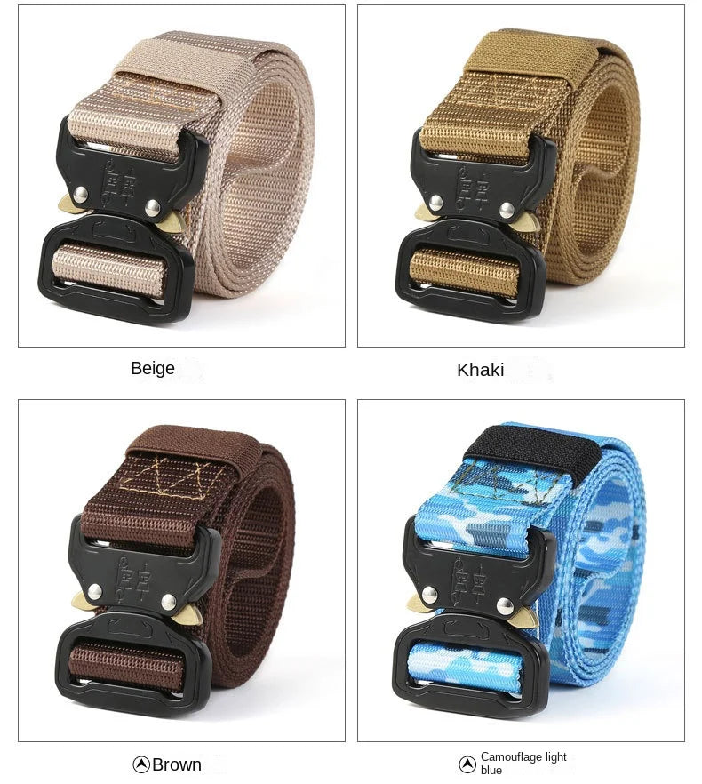 New Men's Belt Outdoor   Hunting Tactics Belt Multi Functional Buckle Nylon Belt Marine Corps Canvas Metal  Buckle