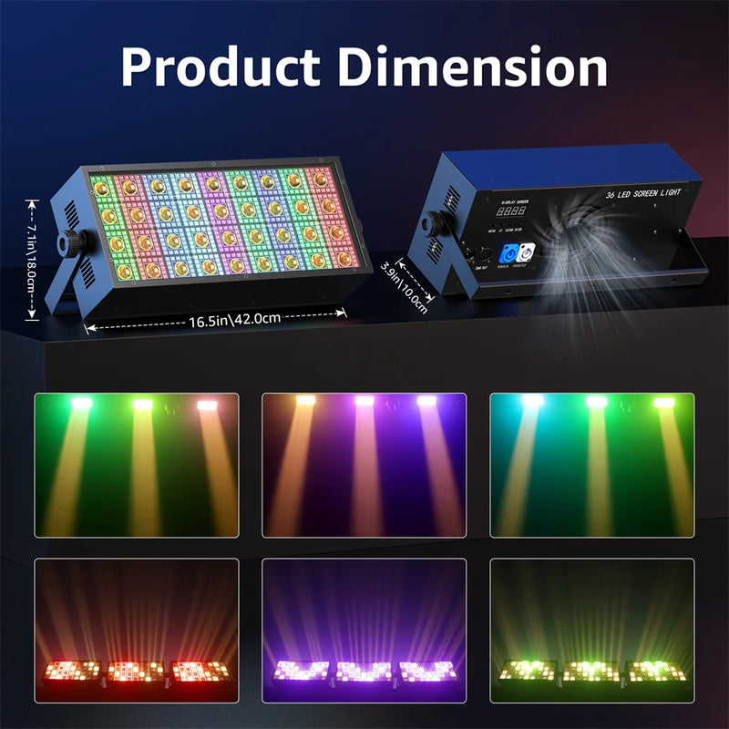 DayFlicker Strobe Lights 36 Pcs  Warm White Light + 648 Pcs 5050 RGB Stage Light for Wedding Xmas Birthday Club Live Concert