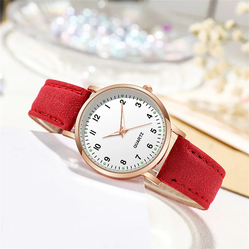 Relojes de mujer, pulsera de cuero luminosa, reloj sencillo, elegante reloj de cuarzo de moda, relojes de pulsera para mujer, reloj femenino