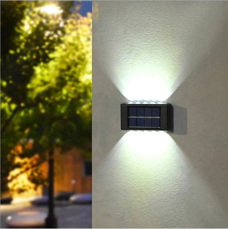 2/6/10 LED Beads Up and Down Light Solar Powered Waterproof Wall Light for Courtyard Garden Carport