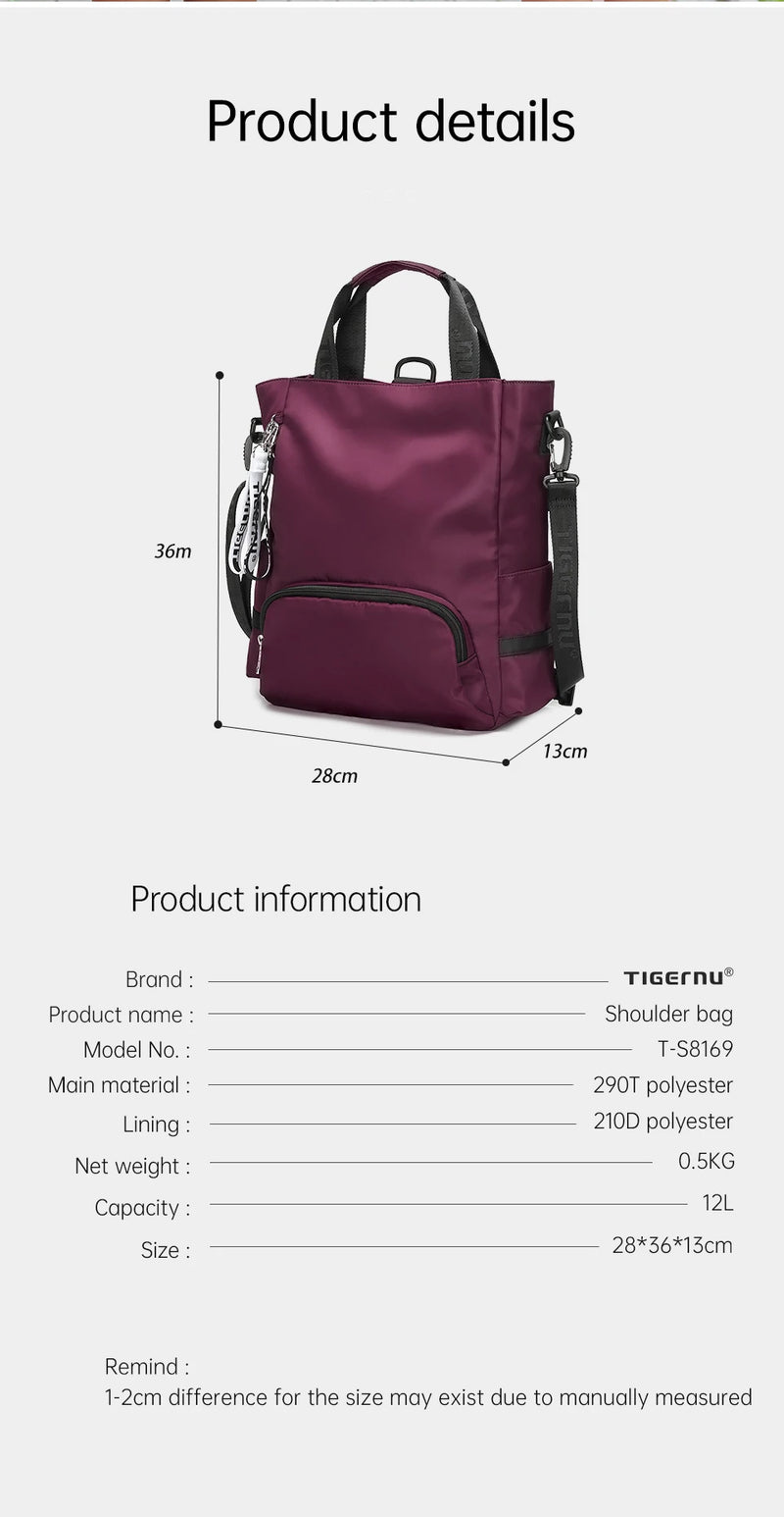 Mochila 3 en 1 de moda Tigernu para mujer, bolso de mano para el tiempo libre, bolso de hombro ligero, bolso de escuela secundaria para la universidad, bolso de mano para niñas, bolso de mujer