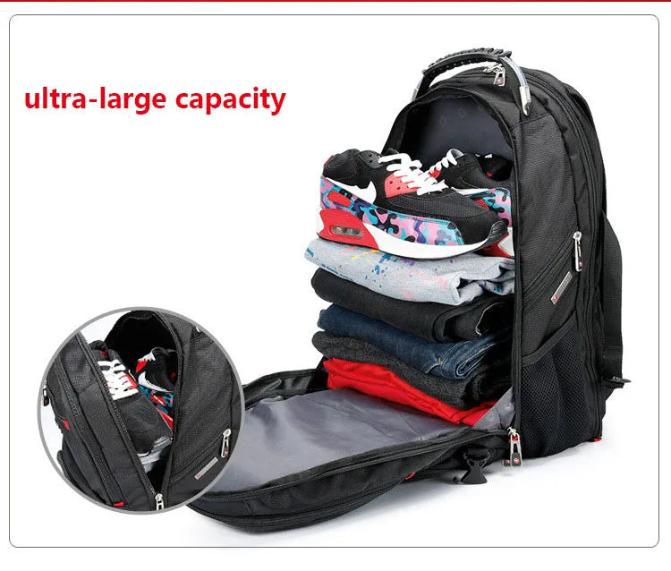 Mochila multifuncional suiza duradera para computadora portátil de 17 pulgadas, bolsa de viaje, mochila universitaria, puerto de carga USB, resistente al agua