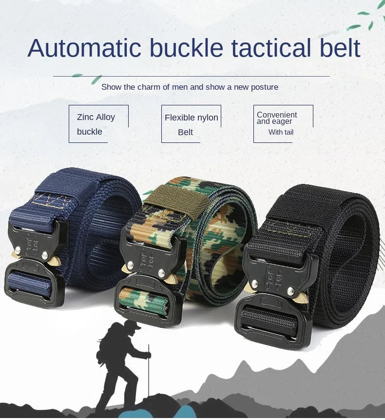 New Men's Belt Outdoor   Hunting Tactics Belt Multi Functional Buckle Nylon Belt Marine Corps Canvas Metal  Buckle