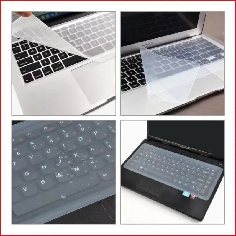 Fundas de silicona transparentes para teclado de 10/14/15,6 pulgadas, impermeables, a prueba de polvo, película protectora para teclado de computadora portátil para MacBook