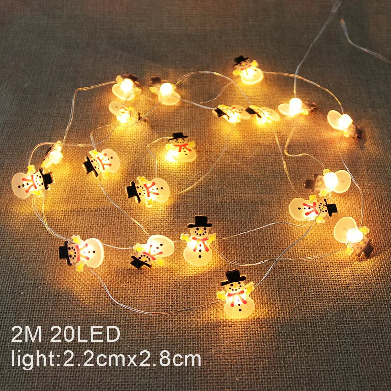 2m 20leds Christmas LED String Lights Santa Claus Snowflakes Snowman Xmas Tree Fairy Lights Garland Christmas Home Decorations