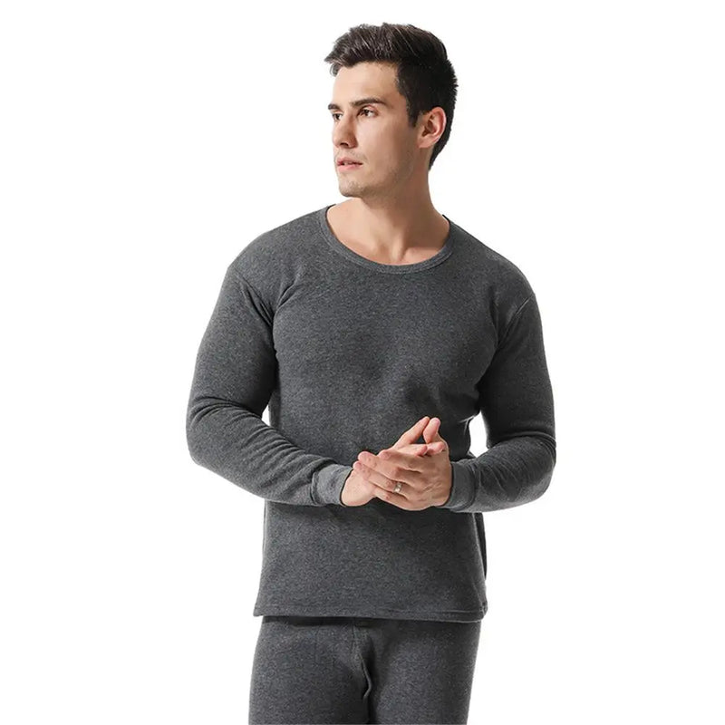 Conjunto de ropa interior térmica de invierno para hombre, con forro polar de algodón suave, paneles cálidos, conjunto de calzoncillos largos, parte superior e inferior, ropa térmica, pijamas