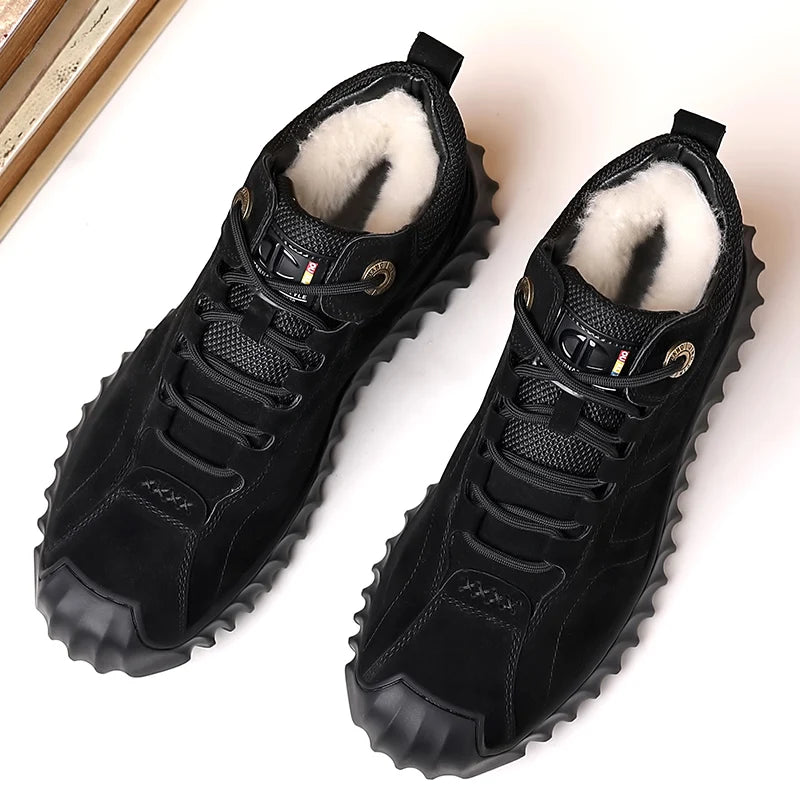 Men Casual Snow Boots lace up high top plush Warm Winter Shoes Men Hiking Boots Outdoor fashion Sneakers Man cotton shoes