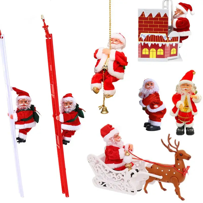 2024 Santa Claus Climbing Rope Electric Climbing Ladder Music Santa Claus Climbing Beads Santa Claus Music Electric Doll Decor