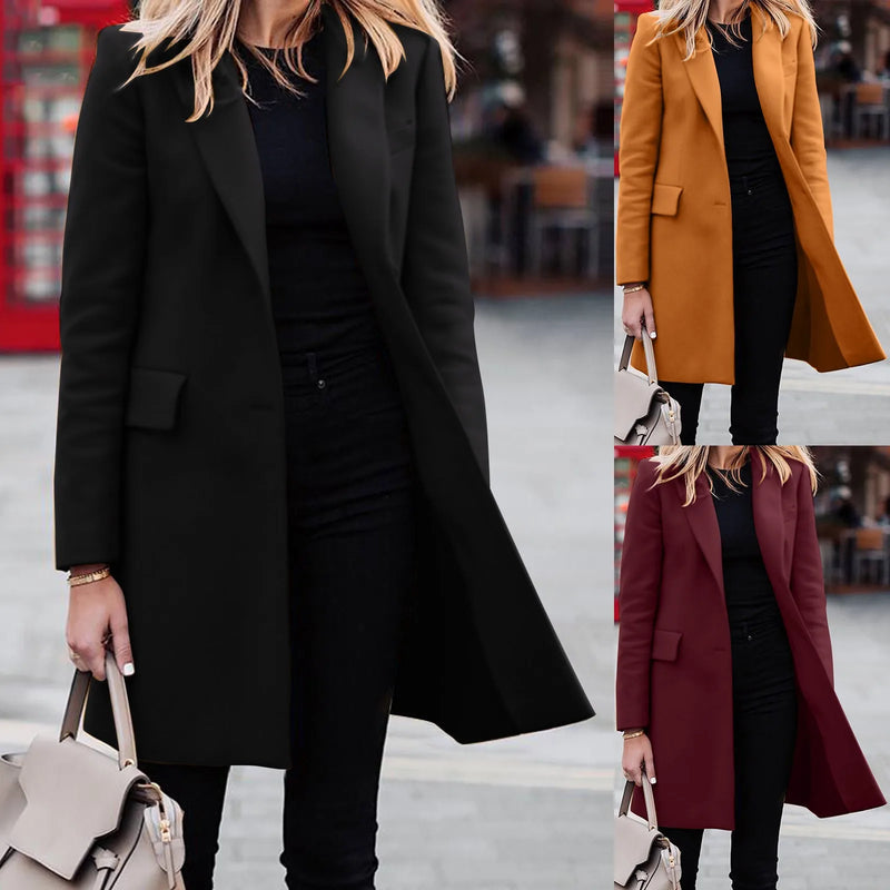 Women Casual Light Weight Thin Jacket Slim Coat Long Sleeve Office Business Coats Jacket Long Trench Temperament Fashion Jackets