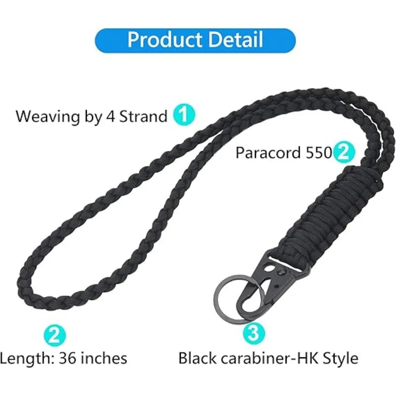 Cordón de paracaídas DIY, cinturón trenzado con hebilla de acero negro, cordón para teléfono móvil para acampar, andar en bicicleta, campo, supervivencia al aire libre, llavero