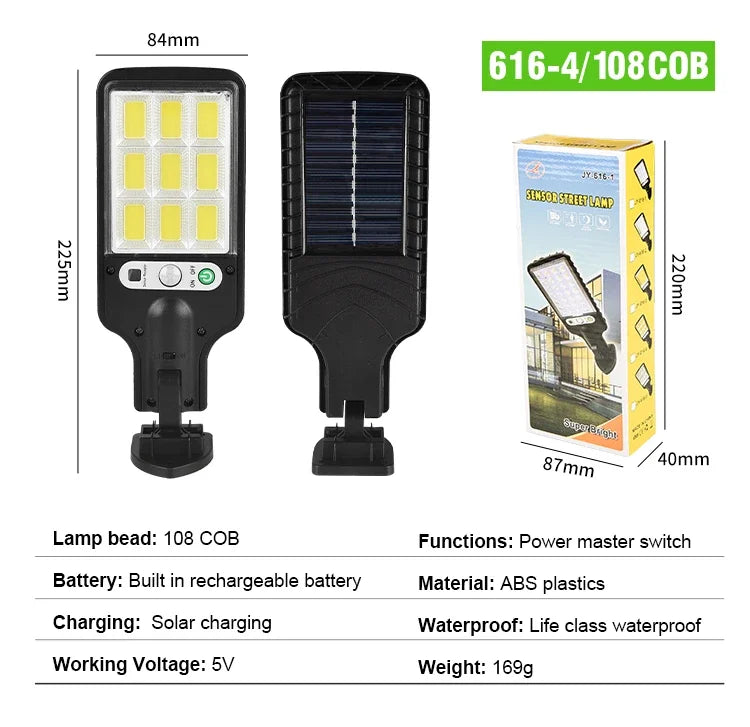 LED Solar Outdoor Remote Control 3 Modes LED Courtyard Wall Lamp Human Body Induction Garden Terrace Garage Door Street Lighting