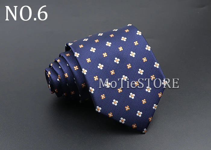 Men's Fashion Tie 8cm Blue Necktie Classic Plaid Striped Neck Tie Paisley Floral Neckties Daily Wear Cravat Wedding Party Gift