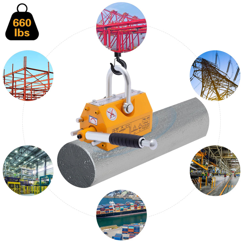 300kg/660lbs Steel Magnetic Lifter Heavy Duty Magnets Crane Hoist Lifting Magnet with Release Tool