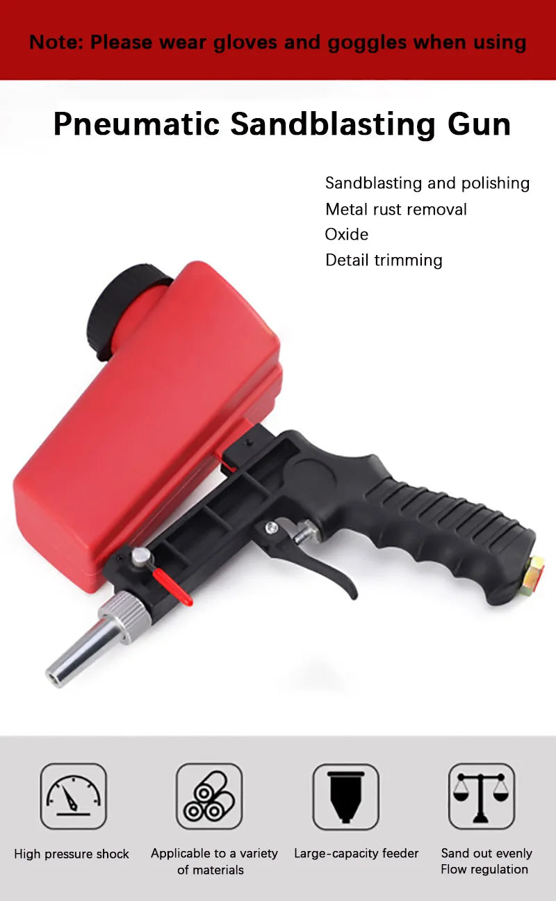 1/2/4PCS Adjustable Sandblasting Gun Sand Blaster Sand Blasting Machine Gravity Small Portable Handheld Pneumatic Blasting Gun