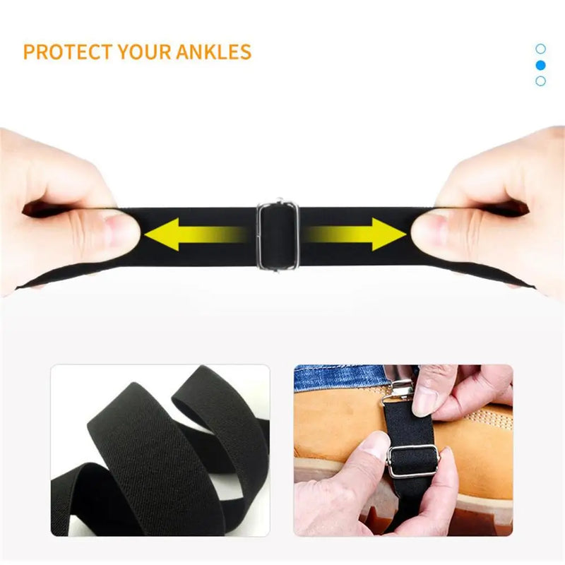 2Pcs Motorcycle Bike Stirrup Pants Clips Leg Boot Elastic Adjustable Straps Loose Boot Belt Adhesive Tape Feet Shoes Accessories